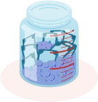 Illustrated savings jar.