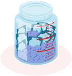 Illustrated savings jar.