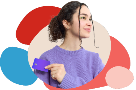 Woman holding purple wisely card