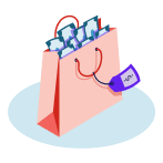 shopping bag with money savings inside