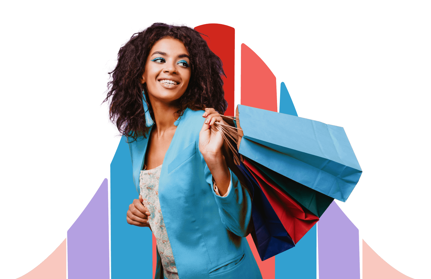 financially confident woman holding shopping bags