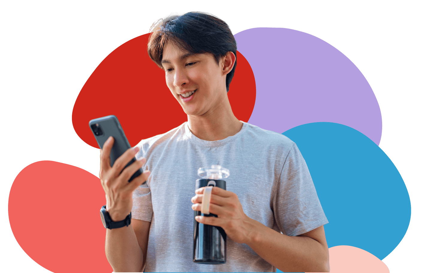 young man looking at his phone