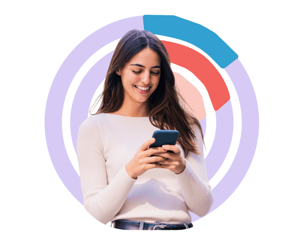 woman in her 20s reviewing financial plan on her phone