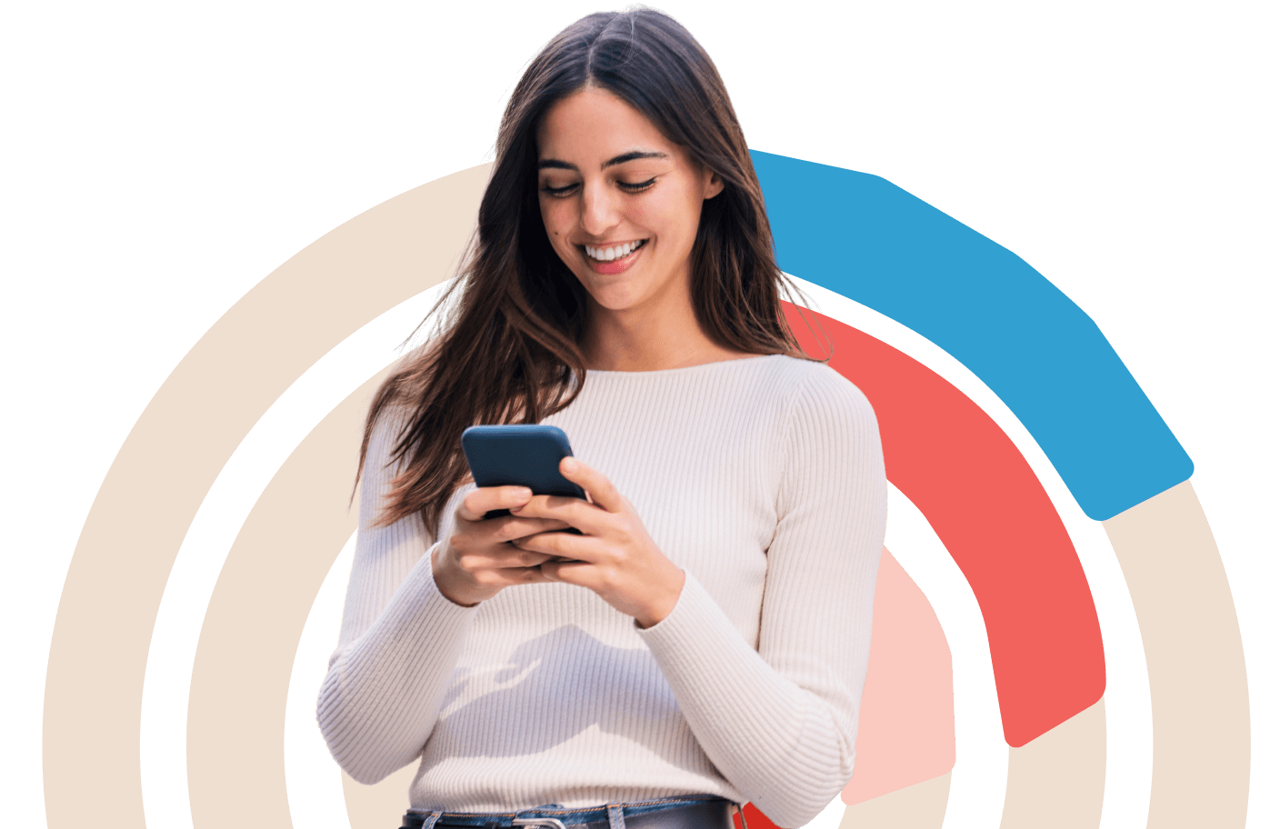 woman in her 20s reviewing financial plan on her phone