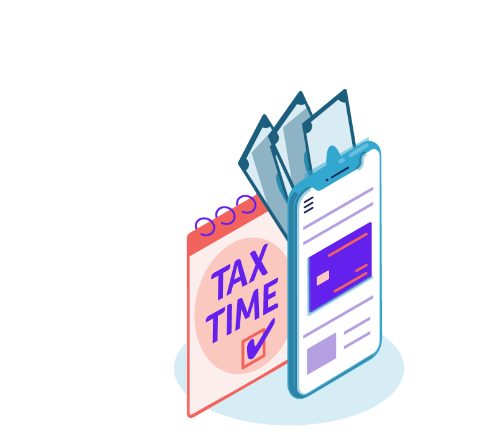 Illustration showing ease of direct deposit tax refund